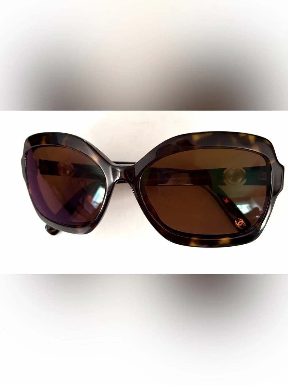 Chanel Sunglasses Tortoise Shell Frame Brown Pearl Collection 5132-H Sunglasses